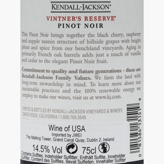 Vin roșu sec Vintner's Reserve Pinot Noir, 14.5%, 0.75l
