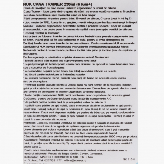 Cană Trainer roz, 6+ luni, 230ml