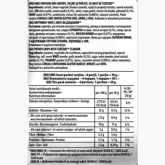 Chipsuri din cartofi cu gust de tzatziki 125g