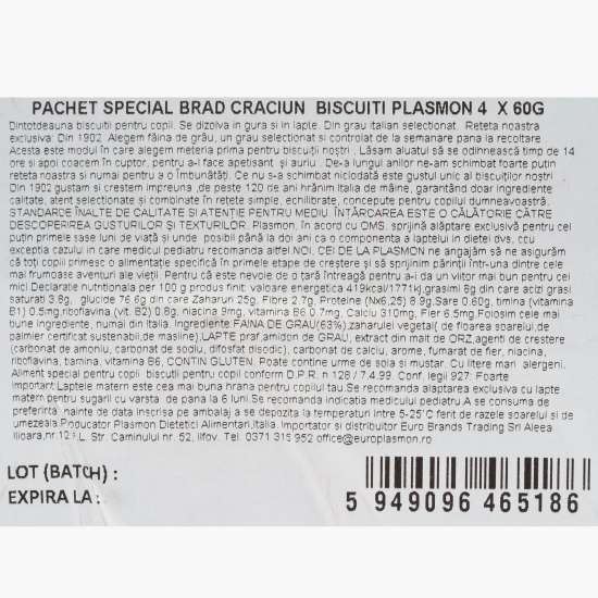 Biscuiți pentru copii, pachet special Brad de Crăciun 4x60g