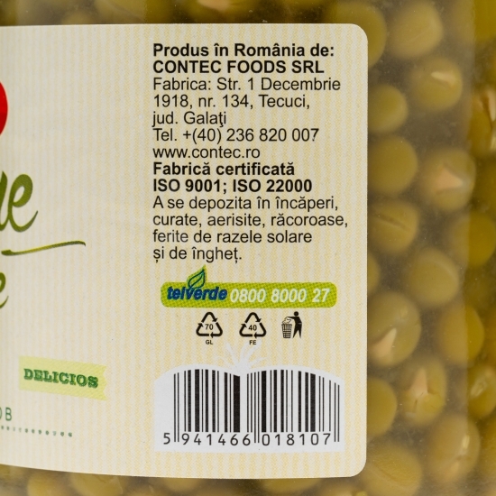 Mazăre verde boabe 680g