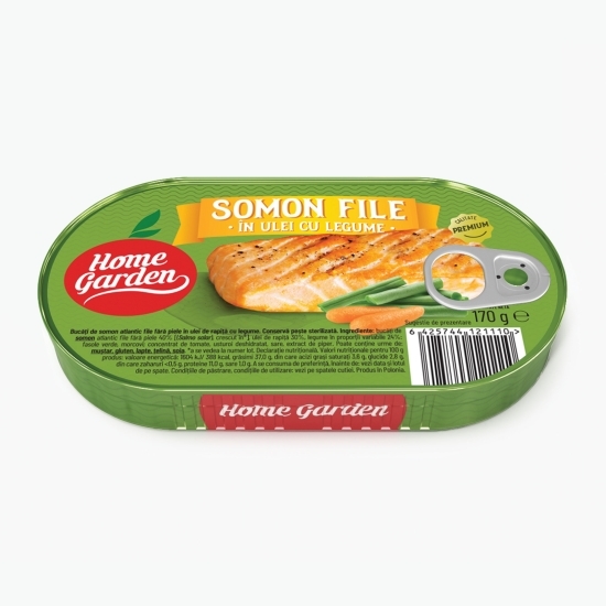 Somon file în ulei de rapiță și sos tomat cu legume 170g