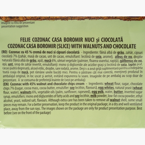 Cozonac cu nuci și ciocolată felie 80g