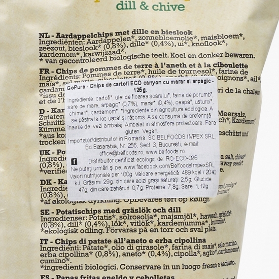 Chipsuri eco Canyon cu mărar și arpagic 125g