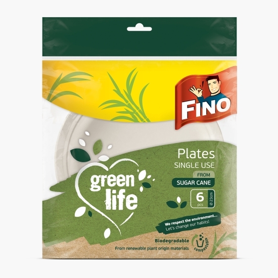 Farfurii biodegradabile din trestie de zahăr Green Life 6 buc