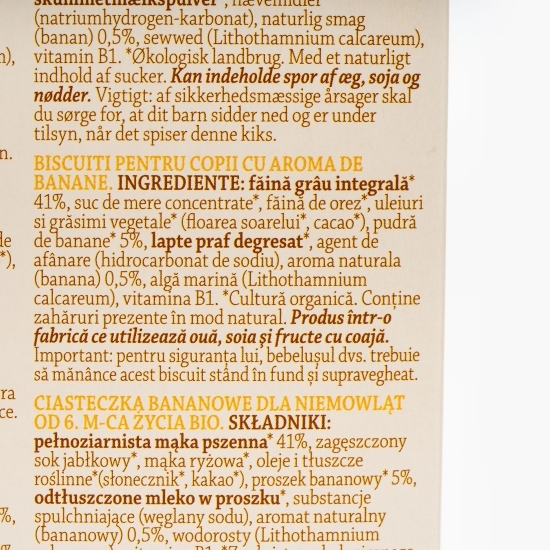 Biscuiți eco, fără zahăr pentru copii, cu banane, +6 luni 120g