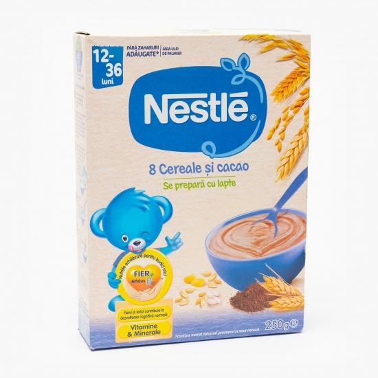 Mix 8 cereale și cacao, 12-36 luni, 250g