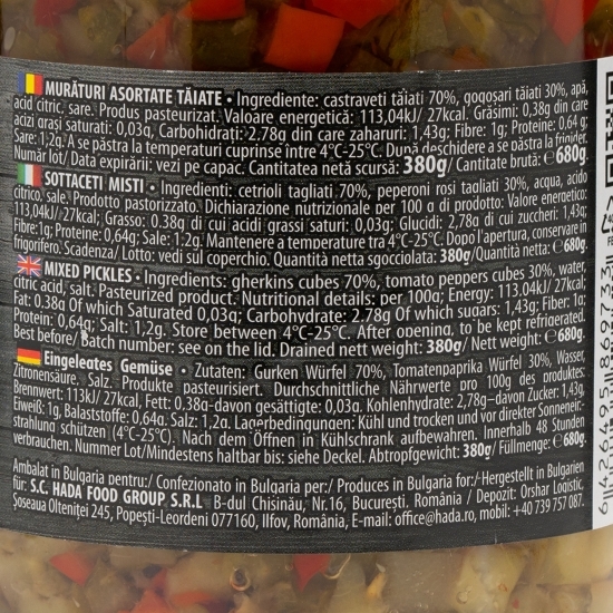 Castraveți și gogoșari pentru salată de Boeuf 680g