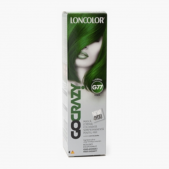 Mască (cremă) colorantă semipermanentă pentru păr G77 verde GoCrazy 100ml