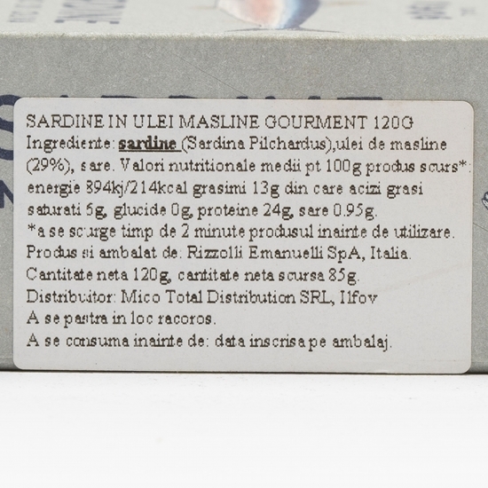 Sardine în ulei de măsline gourmet 120g