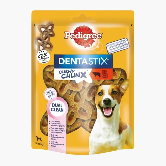 Recompense pentru câini de talie mică și medie, 68g, DentaStix Chewy Chunx cu aromă vită
