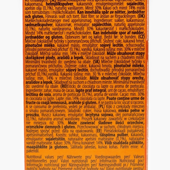 Sticks de ciocolată lapte cu aromă de portocale 75g