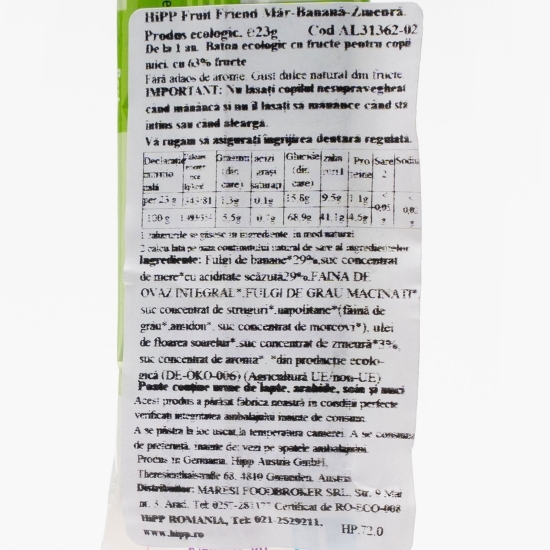 Baton eco măr, banană și zmeură 23g 