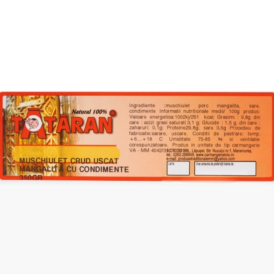 Mușchiuleț crud-uscat Mangaliță cu condimente 350g