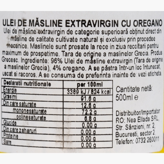 Ulei măsline extravirgin cu oregano 0.5l