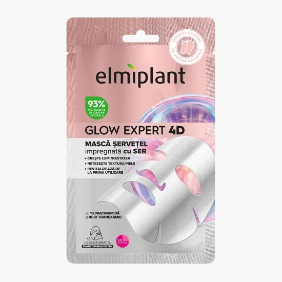 Mască șervețel impregnată cu ser Glow Expert 4D