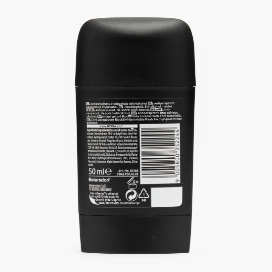 Deodorant stick Black & White Invisible Fresh pentru bărbați 50ml