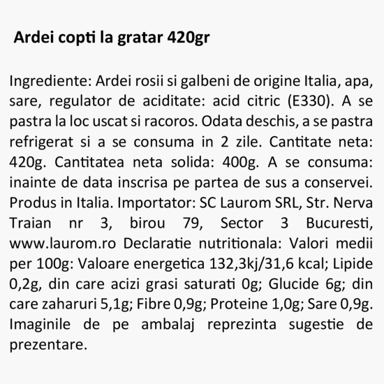 Ardei copți la grătar 420g