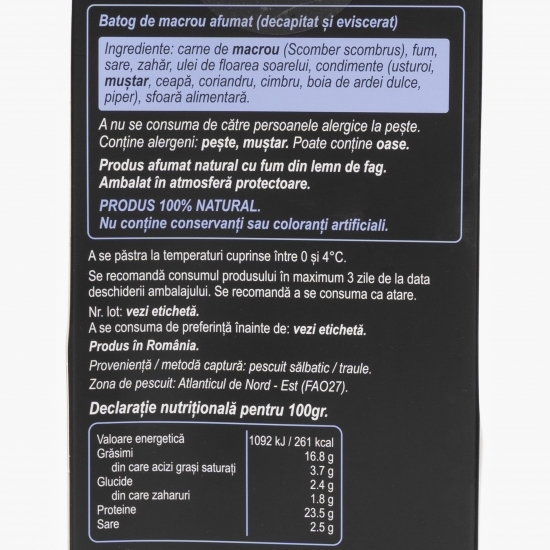 Batog de macrou afumat 120g