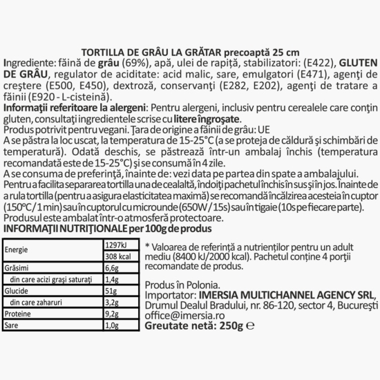 Lipii Tortilla Wraps Grilled 4x62.5g, 250g