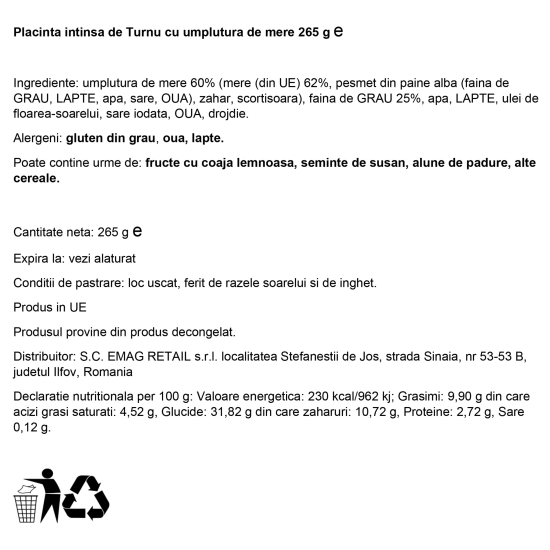 Plăcintă întinsă de Turnu cu mere 265g