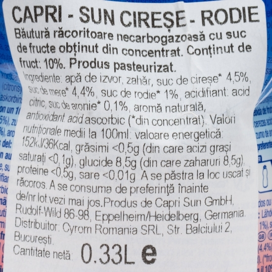 Suc de cireșe și rodie 330ml