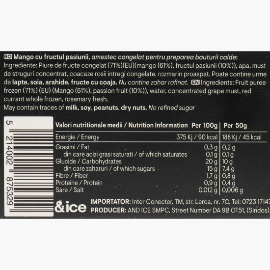 Băutură caldă din piure de mango și fructul pasiunii 50g
