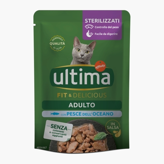 Hrană umedă pentru pisici sterilizate, cu pește oceanic, 85g