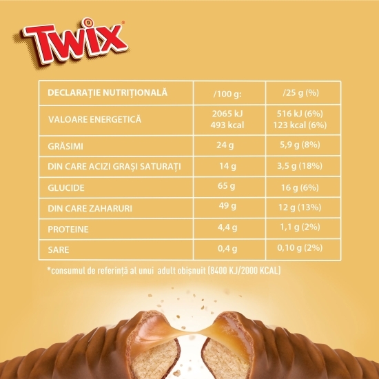Batoane cu biscuit și caramel învelite în ciocolată cu lapte 5x50g