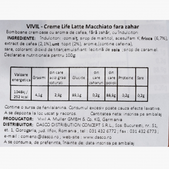 Bomboane Creme Life latte macchiato fără zahăr 60g