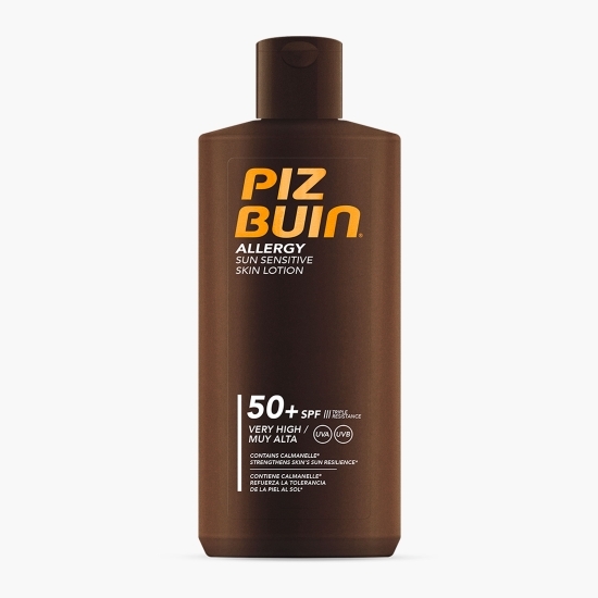 Loțiune cu protecție solară Piz Buin Allergy SPF 50+ pentru piele sensibilă, 200ml
