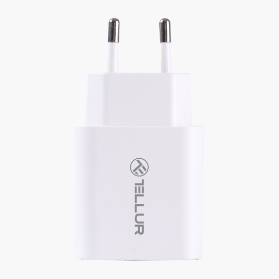 Încărcător cu două porturi, PD 20W + QC3.0 18W, alb