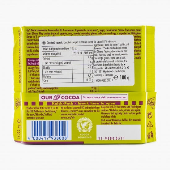 Ciocolată neagră 81% cacao, 100g