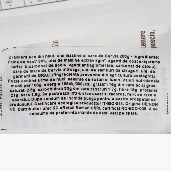 Crackers eco din năut, ulei de măsline și sare de Cervia 200g
