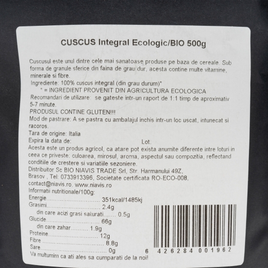 Cușcuș integral eco 500g