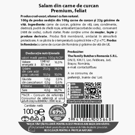 Salam de curcan feliat 100g