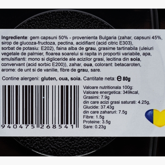 Tartă de casă cu gem de căpșuni 80g