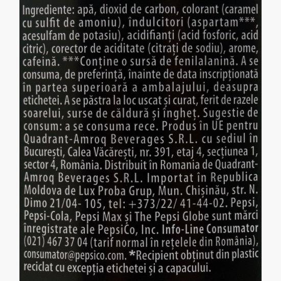 Băutură carbogazoasă Max zero zahăr 2x2l