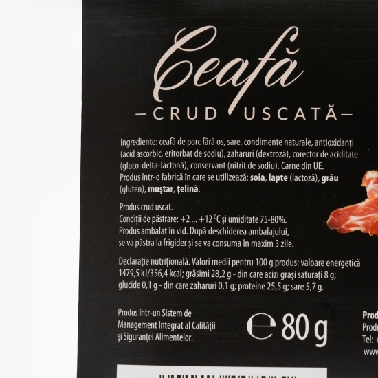 Ceafă crud-uscată, feliată 80g