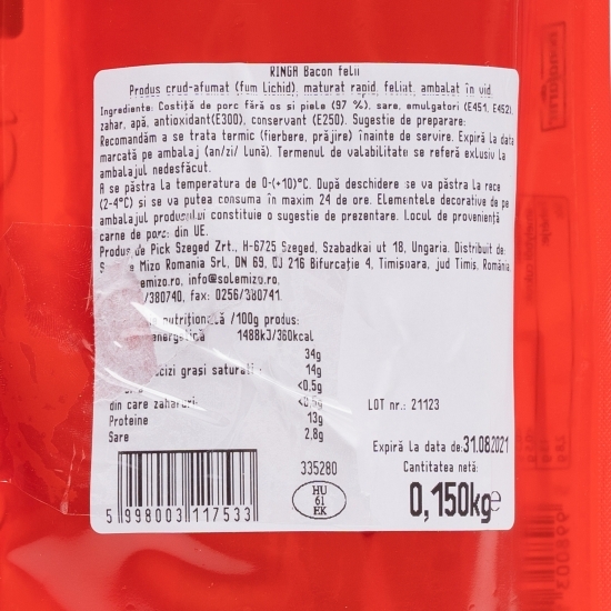 Bacon crud felii 150g
