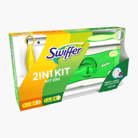 Trusă de bază: pămătuf și mop Trap&Lock + 8 lavete uscate