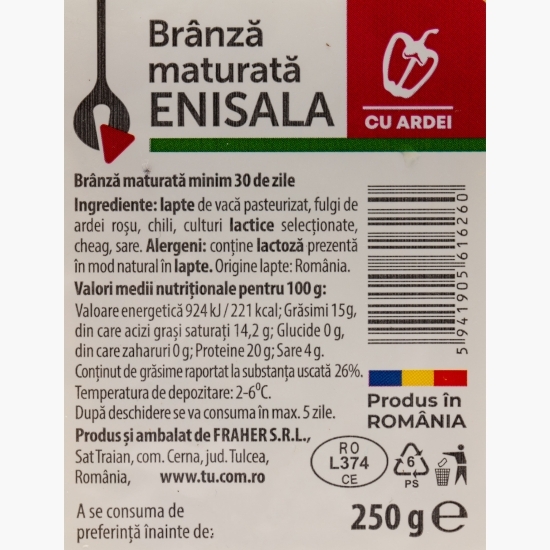 Brânză maturată Enisala cu ardei, maturată minim 30 zile 250g