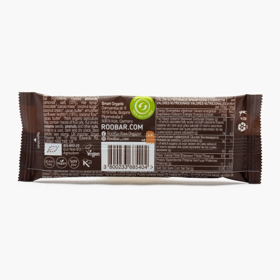 Baton eco cu migdale, învelit în ciocolată, vegan, fără gluten 30g
