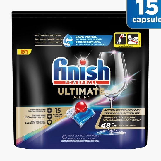 Detergent capsule pentru mașina de spălat vase Ultimate, 15 spălări
