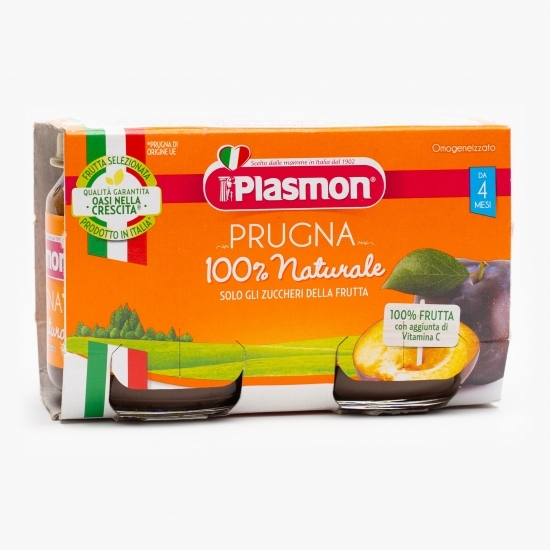 Piure omogenizat din prune, +4 luni, 2x104g