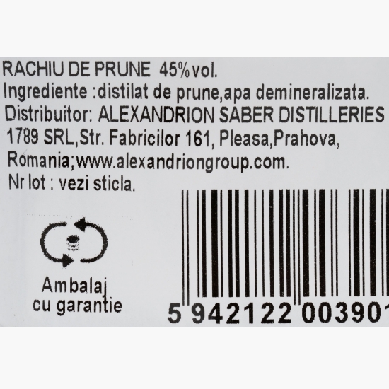 Rachiu de prune, 45%, 0.5l