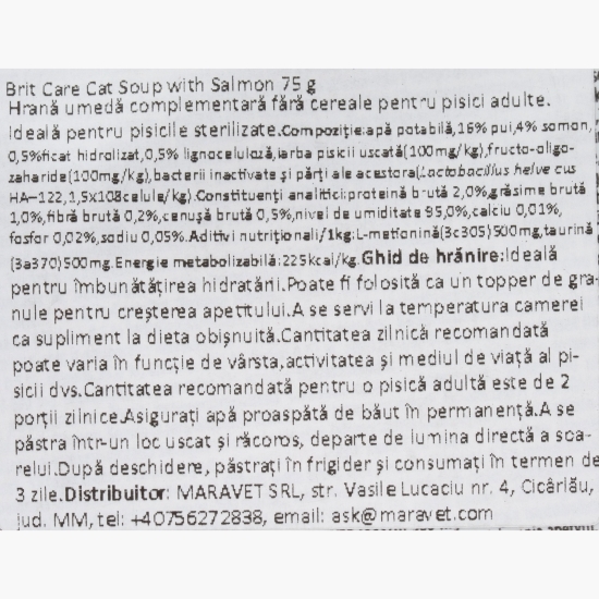 Hrană complementară pentru pisici, supă de somon, 75g