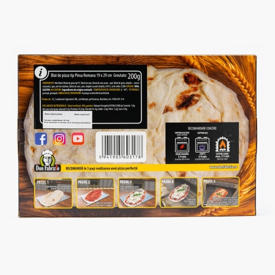 Blat de pizza tip Pinsa Romana 19x29cm, 200g