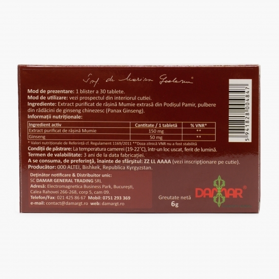 Extract purificat de rășină cu ginseng 30 tablete