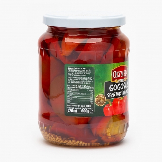 Gogoșari sferturi în oțet 600g